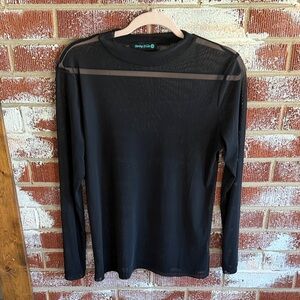 Sterling Kreek Black Sheer Blouse SZ M Whimsigoth Goth Witchy See through Mesh